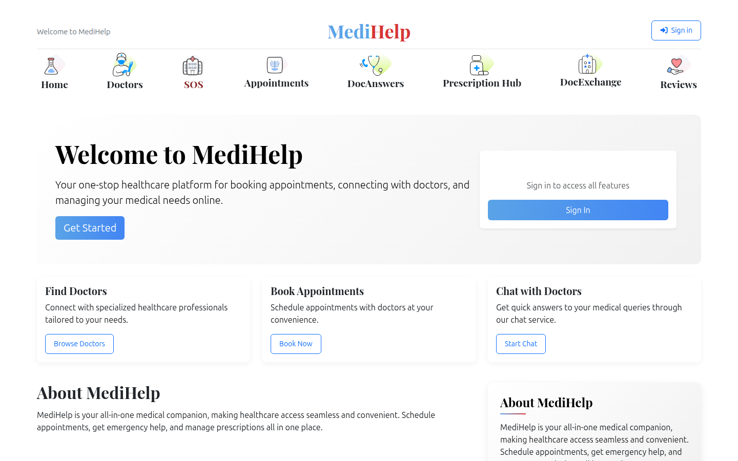 MediHelp Healthcare Platform